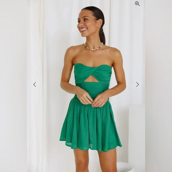 Let’s Get It Popping Strapless Green Dress with Cutout (Comes with Straps) - Picture 10 of 15